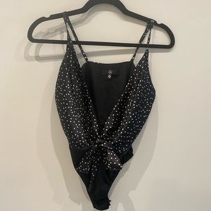 Misguided black and white polka dot bodysuit
